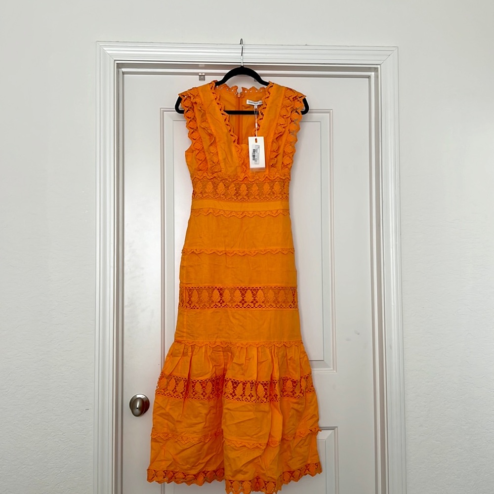 NWT Orange Eyelet MIDI Dress